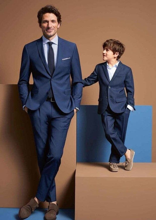 Navy Blue Father & Kid Suit