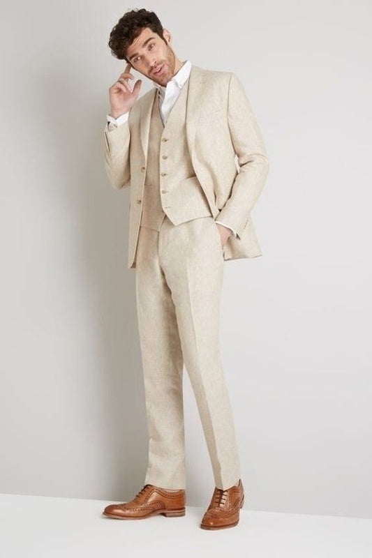 Aadarsh Cream 3 Piece Men's Suit