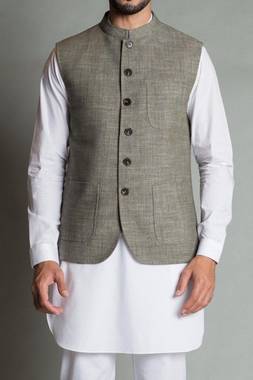 Aadarsh Grey Cotton Nehru Jacket
