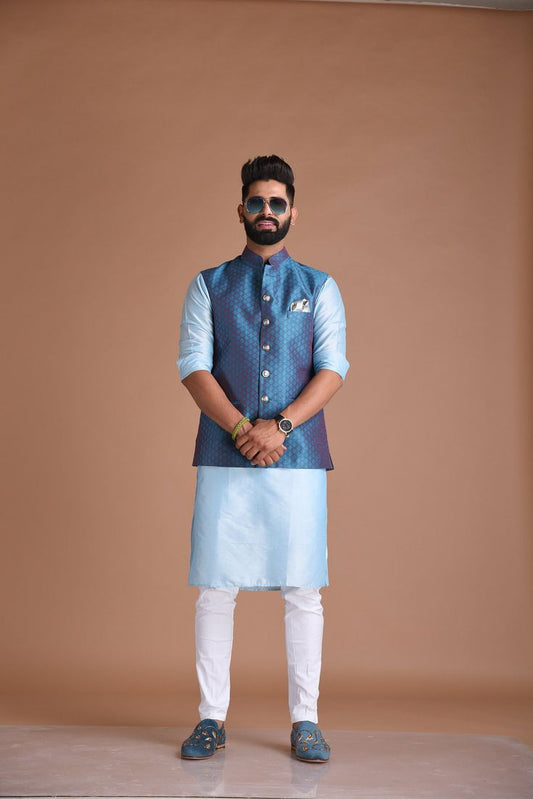 Aadarsh Cotton Silk Jodhpuri Nehru Jacket