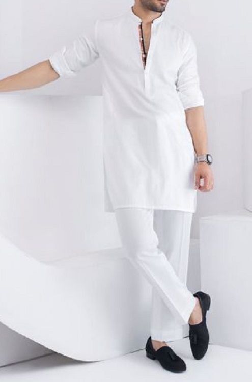 Short Jodhpuri Pattern White Kurta