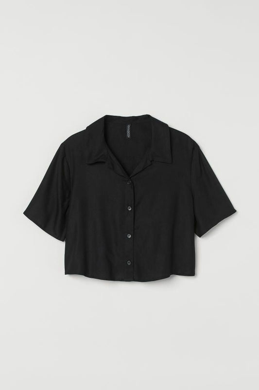 Aadarsh Black Crop Linen Shirt