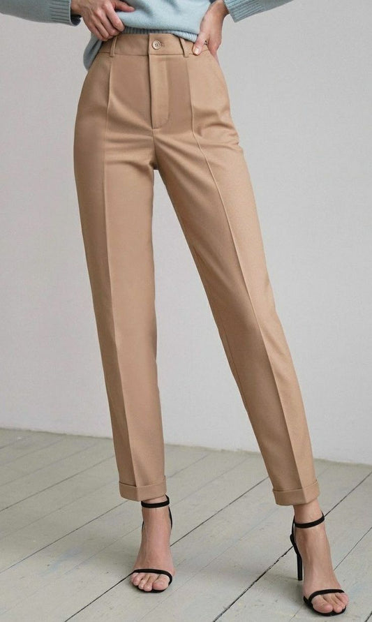 Women Peach Single Button Pants